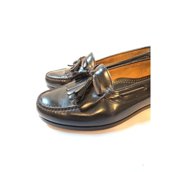 Classic COLE HAAN Hand Sewn U.S. Made Black Leather Loafers Tassels US Sz 11 D - Picture 14 of 16